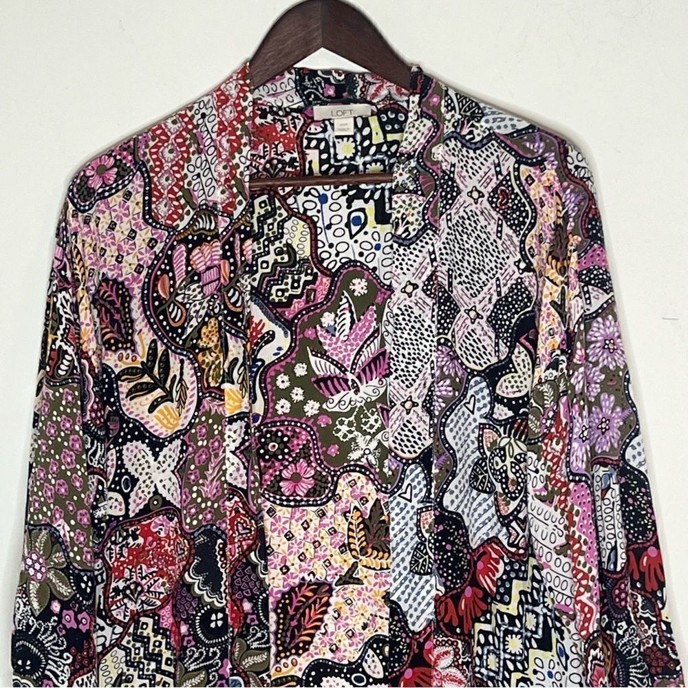 Loft Floral Print Boho Open Front Lightweight Duster Kimono - Picture 3 of 8